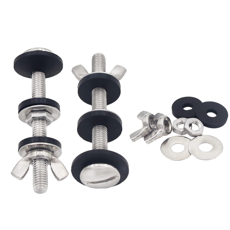 Universal Toilet Tank To Bowl Gasket,2 Kind Gasket and 2 Sets 5/16*3.15 inch Stainless Steel Heavy Duty Rustproof Bolt Hardware Kit,Fits Most 2-Inch and 3-Inch flush valve opening 2-Piece Toilet Tanks 2Pcs Gasket with 2 Sets Stainless Steel Bolt Kit