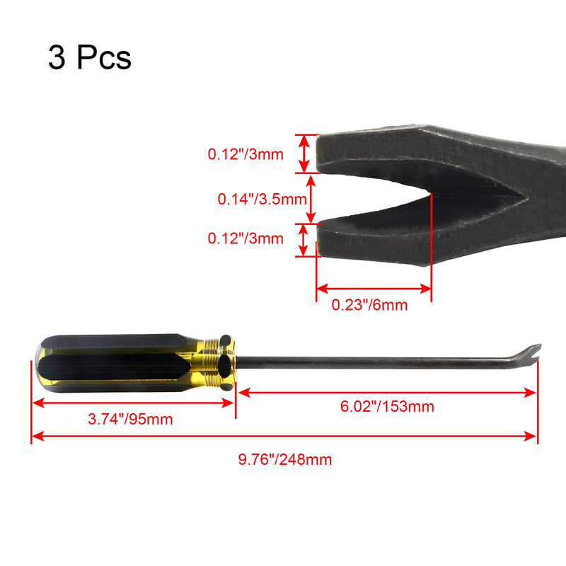 3pcs Tack Lifter, Nail Staple Puller Remover, Tack Puller Screwdriver Tack Rivet Remover Tool, V Tip Pry Screwdriver Removal Tool (9.8" Length) Medium