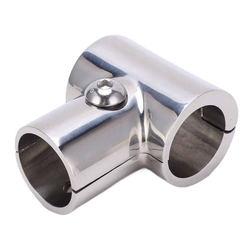 Fydun 90 T Tee Pipe Connector, 1in/25.4mm ID Stainless Steel, Silver, Boat Hand Rail Accessory