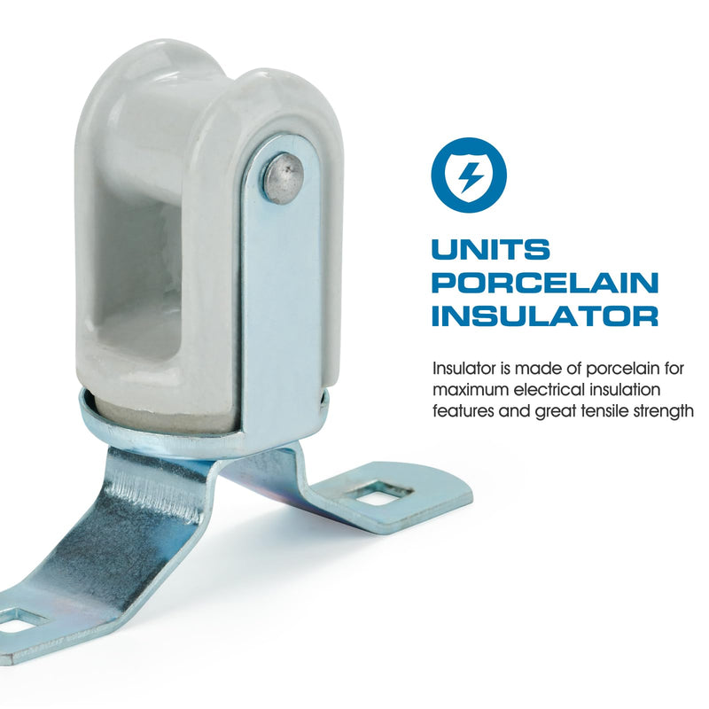 Heavy Duty Wire Holder, Porcelain Insulator with Adjustable Bracket, 1-1/4" - 3" (1)