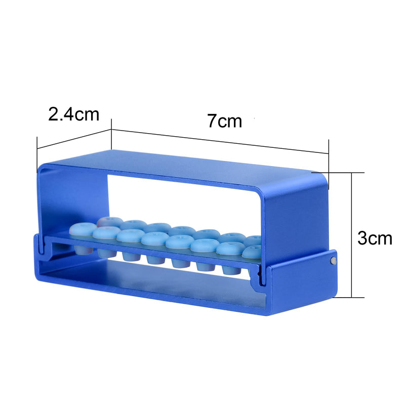 16 Holes Burs Holder Block Case 1.6mm&2.35mm Shank for CA/RA＆FG Autoclavable Burs Holder with Silicon Cover Blue Color