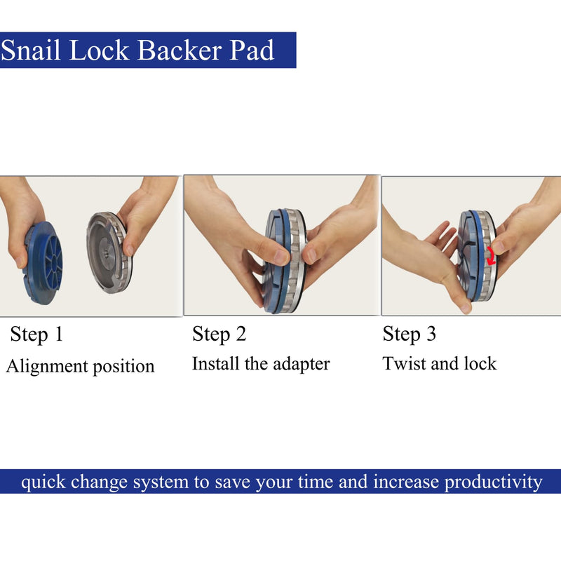 Snail Lock Adapter 5" - Aluminum Back-Up Pad Stone Edge Polishing Pads Holder with 5/8"-11 Arbor SN-5