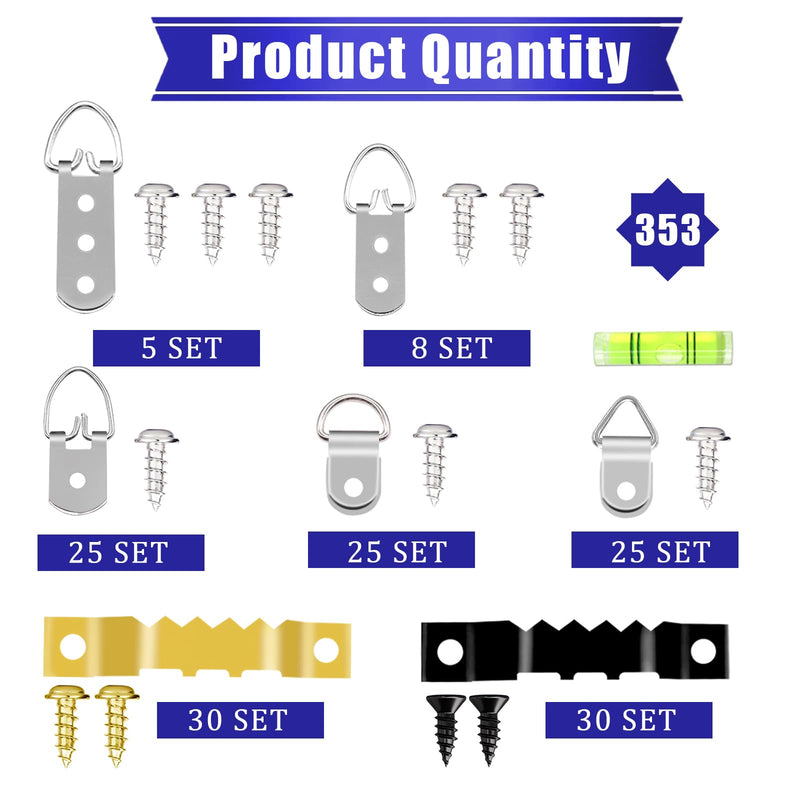 353PCS Picture Hanging Kit,Picture Hangers Heavy Duty Picture Hanging Hooks with Screws,Picture Frame Hooks Heavy Duty Picture Framing Supplies Kit for Picture Hanging(7 Types) Type C