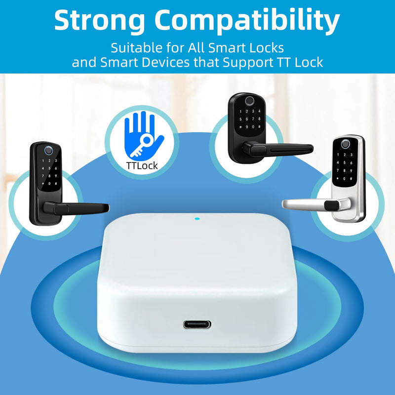 Smart Lock G2 WiFi Gateway,Keyless Entry Door Lock & TT Lock App Bluetooth Remotely Control, Paired with Smart Door Lock WiFi Gateway Smart Hub Compatible with Alexa Voice Control