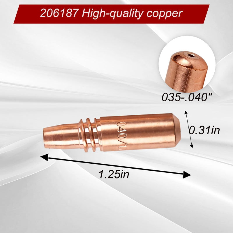 50PK 206187 .040" - .035AL Welding Contact Tips for Spool Spoolmatic 15A 30A Pro Spool Gun & XR Series & Roughneck C-Series Welding Gun, Welding Tips, High-Temperature Resistant 50