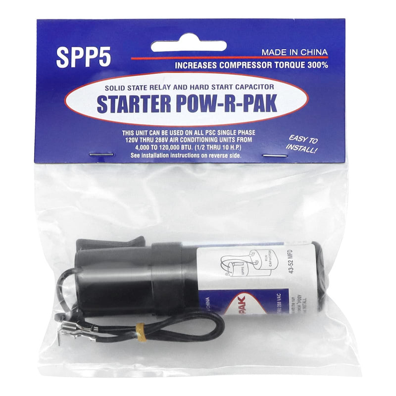 SPP5 Hard Start Capacitor for Air Conditioner,Increases Compressor Starting Torque 300% AC115V-288V from 4,000 BTU Window Units to 120,000 BTU Commercial Units(1/2 Thru 10 H.P.) by MIFLUS SPP5(Increases Torque 300%)