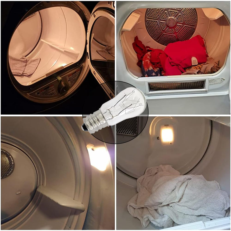 WE05X20431 Dryer Drum Replacement Bulbs,120V/10W/E12,Dryer Light Bulb Compatible with GE & Hotpoint Dryers, 4-Pack