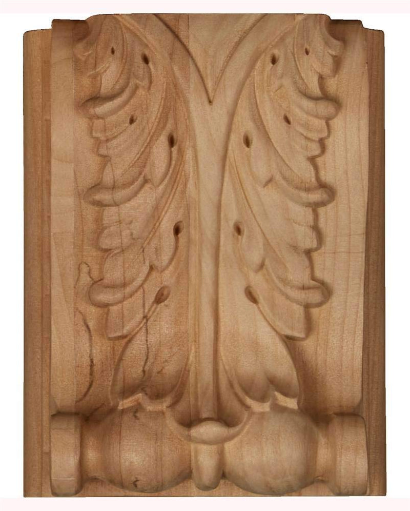 Ekena Millwork CORW04X03X06ABAL Medium Acanthus Block w/ Backplate Wood Corbels, 4 1/4"W x 2 1/2"D x 5 1/2"H, Alder 4.25-in. W x 2.5-in. D x 5.5-in. H