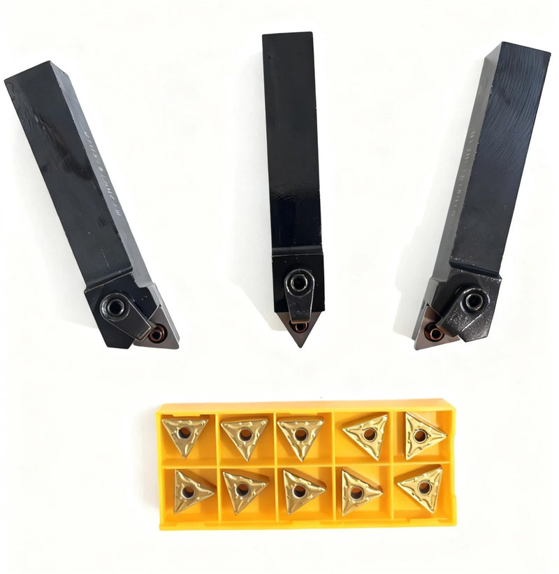 3pcs 5/8" 16mm Indexable Carbide Lathe Turning Tool Holder Set MTJNR1616H16+ MTJNL1616H16+MTENN1616H16 with 10pcs TNMG160404/TNMG331 Carbide Turning Insert