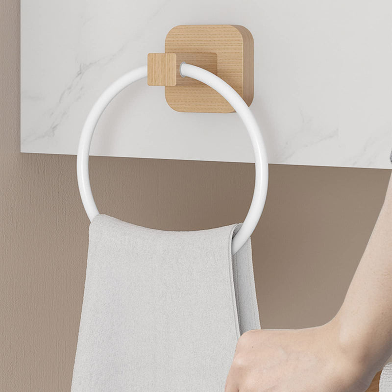 Towel Rack Aluminum Wood Towel Ring Hand Towel Holder for Bathroom Towel Rack Hanger for Kitchen Wall Mount Heavy Duty Storage, Walnut Black