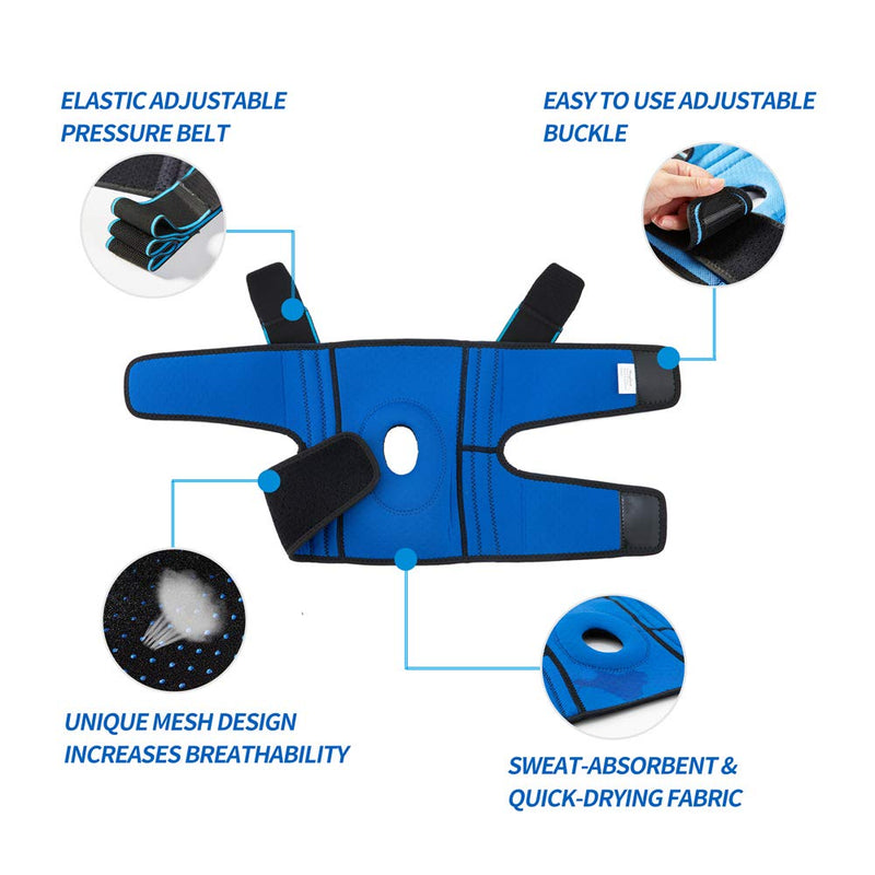 DOUFURT Knee Brace for Women & Men Meniscus Tear, Plus Size Knee Braces for Knee Pain Relief, Arthritis, Compression Knee Support Side Stabilizers Large (Pack of 1) Blue & Black