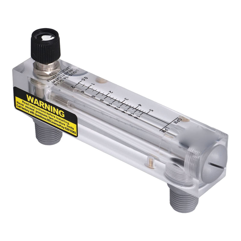 Liquid Flowmeter, Panel Type Water Meter Acrylic Transparent Adjustable Fluid Meter for Measure and Control The Rate of Liquid Medium, 0.5-5GPM