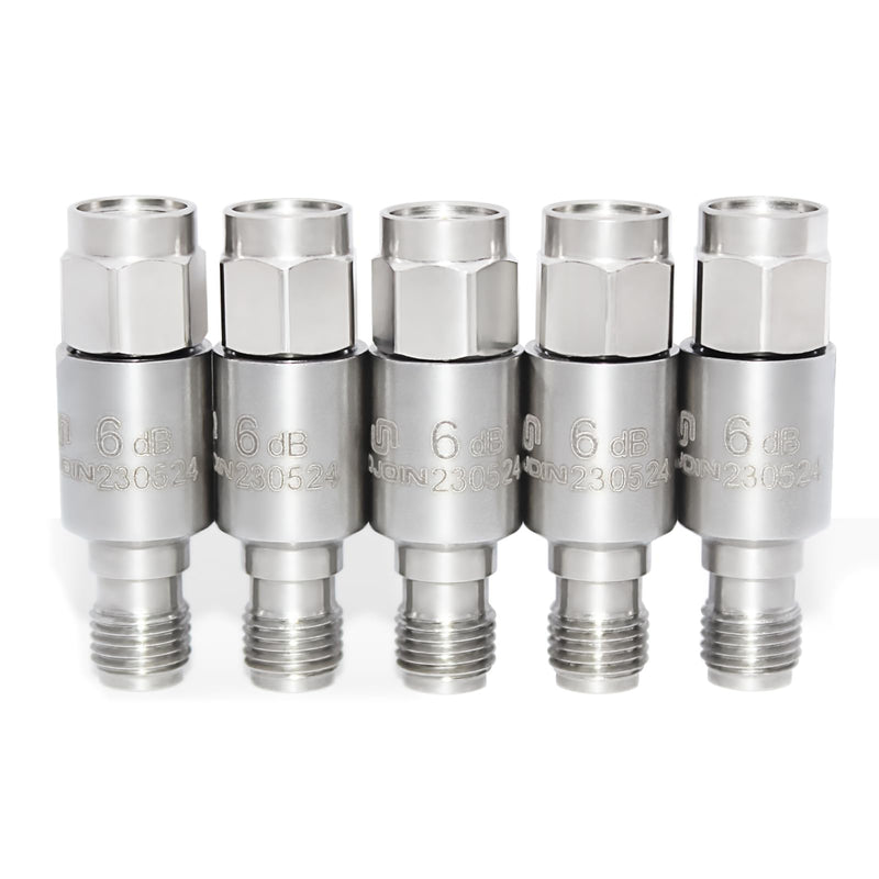 TOJOIN SMA Male to Female Attenuator/SMA Attenuator/Coaxial RF Attenuator, DC to 8GHz, 50Ohm, 2W, 6dB, SMA 8G Attenuator 5PCS 2W 8G 6dB-5pcs
