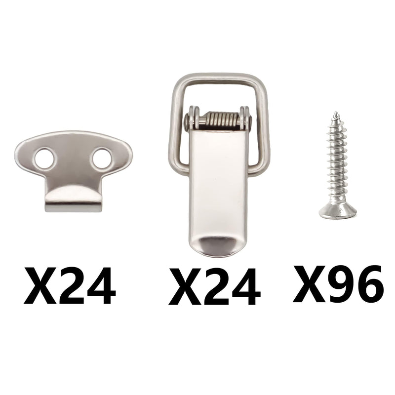 Lesnala 24pcs Small Stainless Steel Spring Toggle Lock with Clasp Buckle Latch for Cabinet Boxes Gift Suitcase Wooden Cases Silver Silver-24pcs