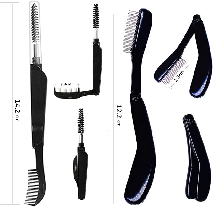 Yes107 (TYPE-A) Eyelash Comb, 2 Pieces, Mascara Comb, Stainless Steel Makeup Type, Folding Type, Mascara, Eyebrow Comb, Eyelash Comb, Makeup Brush, Eyebrow Brush, Eyelash Brush, Screw - NewNest Australia