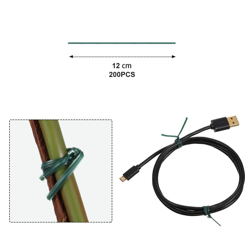 WILLBOND 200 Pcs 4.72'' Christmas Garden Plastic Twist Tie, PE Multi Function Twist Flexible Plant Ties, Christmas Tree Twist Tie Garden Plant Support, Cable Tie, Large Garbage Bag Bundle Green