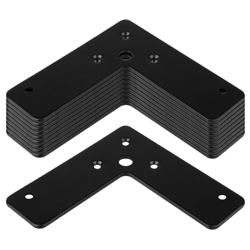GBGS 10 Pcs Black Flat Corner Brace 4"x 4",L Shaped Corner Stealth Speed Brace Mending Plate 4"×4"