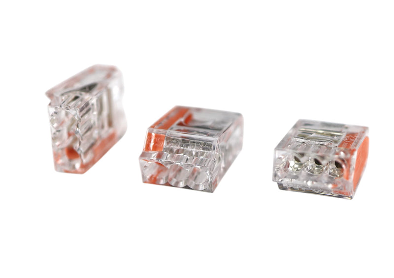 Quick Push-in Electrical Wire Connectors, 22-12 AWG Gauge Solid, 3-Port, 50-Pack for Junction Wiring Outlet Boxes