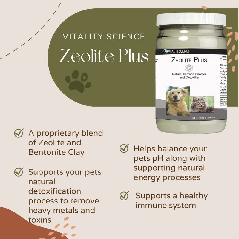 Vitality Science Zeolite Plus for Dogs | Immune Support | Balances pH | Supports Energy Processes (450gms) 450gms