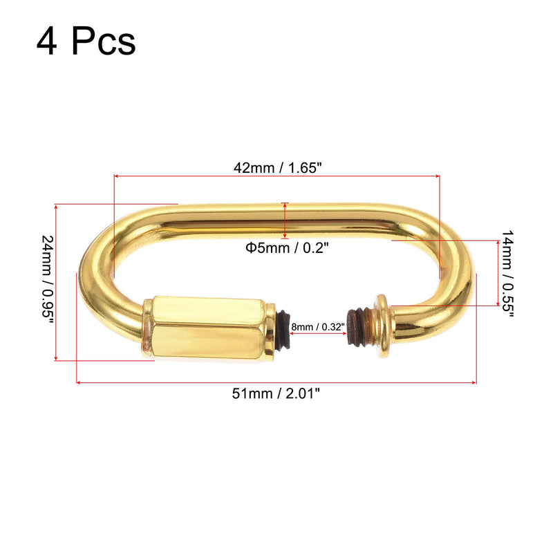 MECCANIXITY Chain Connector, 5mm Thick Quick Link Screw Lock Oval Clips for Chandelier Pendant Lights Electrophoretic Gold Pack of 4