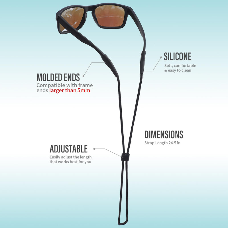 Eye Glasses Holder Strap - Sunglasses Straps Cords for Men Women Kids - Eyeglass Holders Around Neck - Eyewear String Lanyard Retainer - 2 PCS（Black 2 Pcs/Black