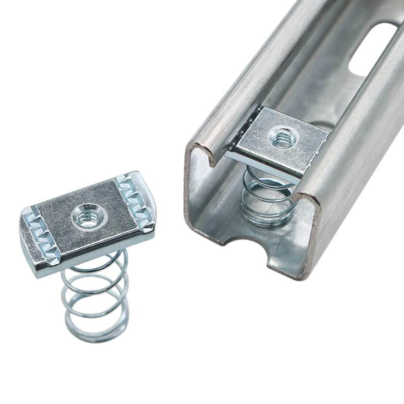 Strut Channel Nuts, 1/4-20 Spring Channel Nuts with Zinc Electroplate Finish, Long Spring Nuts Great for Use with Strut Channel (10 Pack) Standard Spring