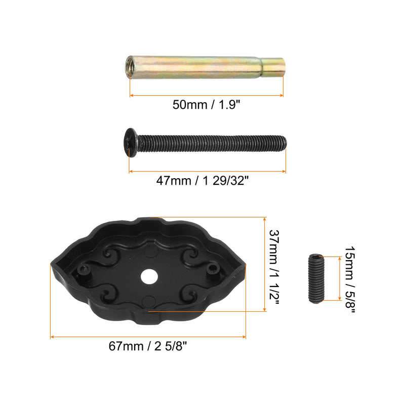 PATIKIL Door Hole Cover Plate, 2-5/8 Length 1-1/2" Width Zinc Alloy Deadbolt Cover Plate Door Reinforcement Plate for Door Hole Filling (Black) Black