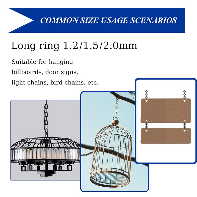 50ft Stainless Steel Chain, 1.5mm Hanging Chain,Jack Chain, Metal Chains are Customizable for Hanging Bird Feeders/Dog Leashes/Signs & DIY Projects(1.5mm with Spool)