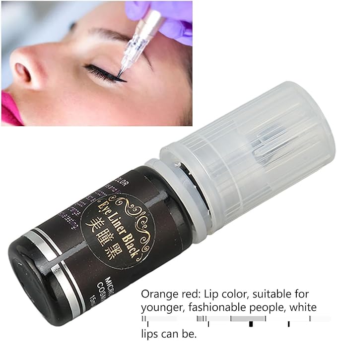 Permanent Makeup Tattoo Ink, High Saturation 15ml Long Lasting Eyebrow Tattoo Pigment Ink for Hygiene Salon Beginners (Black) - NewNest Australia