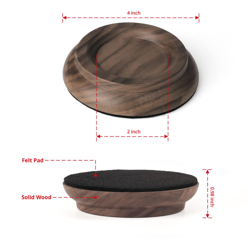 Upright Piano Caster Cups,Premium Quality Black Walnut Wood Piano Caster Pads, Furniture Leg Pad Set of 4,with Non-Slip Moisture-Proof& Anti-Noise Felt Pads for Hardwood Floor Protectors(Black Walnut)