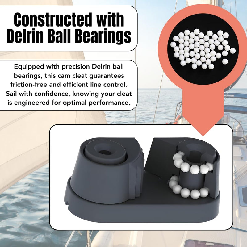 BLUESHARK Nylon Sailing Cam Cleat 130 for Line Sizes 1/8” in to 3/8” in (3-10mm) | 200 lb Safe Working Load 500 lb Breaking Load | Premium Quality 1 Pack