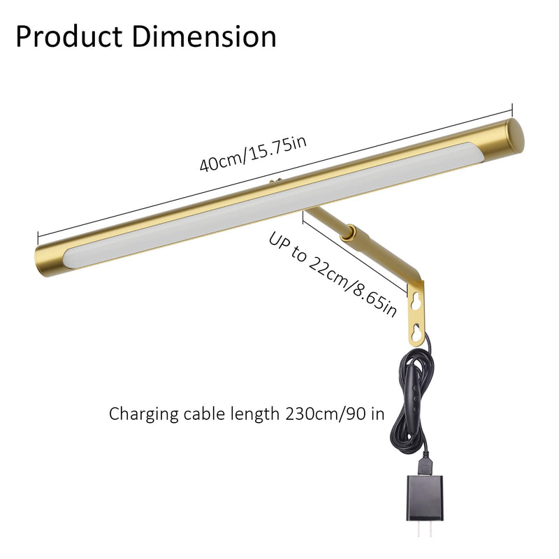 Picture Lights for Paintings Plug in, 16" Adjustable LED Gold Picture Light Art Light, Remote Control Gallery Painting Wall Light for Picture Display Dartboard Art Work (Gold)