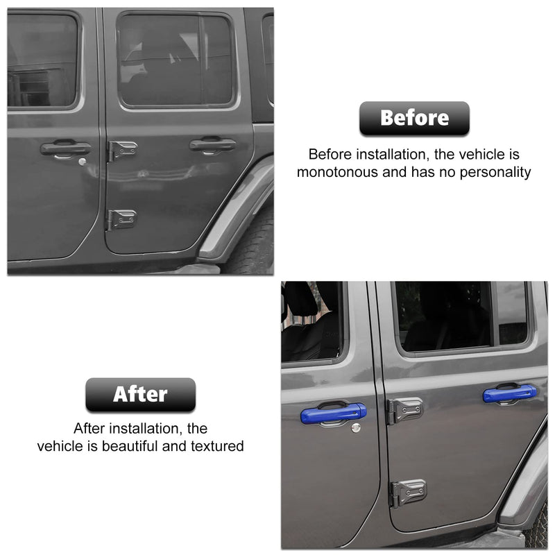 RT-TCZ Door Handle Trim Cover Tailgate Handle Cover Exterior Decoration Accessories for Jeep Wrangler JL JLU 2018-2022,Blue Blue