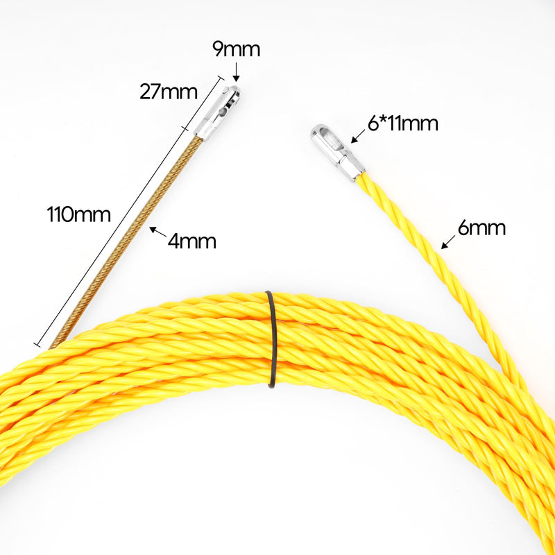 DEPSTECH Fish Tape Wire Puller Through Wall Wire Threader OD 6mm Plus Fish Cable Fastener with Steel Rope Puller Borescope Helper Through Wall 50-Foot (15M)