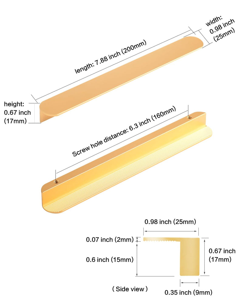 5 Pack Gold Drawer Pulls Dresser Handle Cup Handles for cabinets 6.3 Inch(160mm) Hole Center Modern Minimalist Furniture Hardware 6.3 Inch(160mm) Gold-5 Pack
