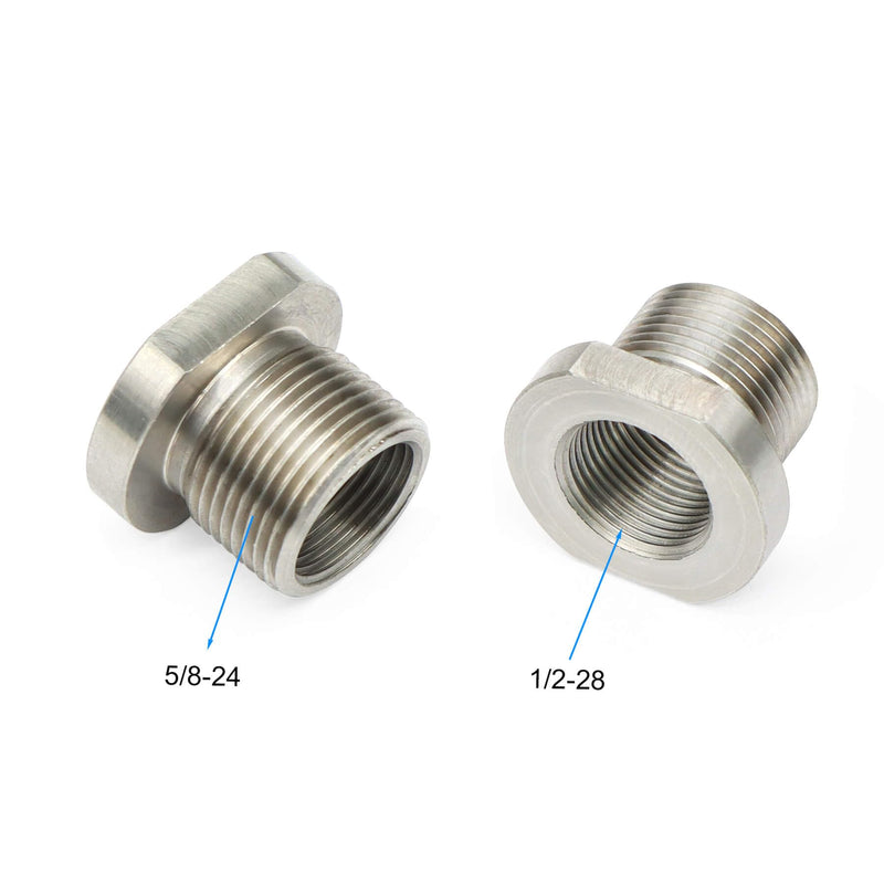Wulankd 2 Pack Thread Protector, 1/2 x 28 ID to 5/8 x 24 OD, Stainless Steel Thread Adapters 1/2 x 28 Convert to 5/8 x 24 with Rubber Washer