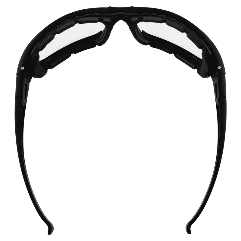 Global Vision Assault 24 Motorcycle Sunglasses Safety Glasses ANSI Z87.1 Convertible to Goggles Foam-Padded Black Frame w/Photochromic Lenses (Clear to Smoke)