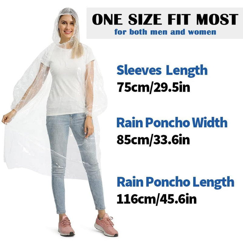 Opret 5/10/20 Pack Rain Ponchos, Disposable Emergency Ponchos Bulk Unisex Waterproof Raincoat for Adults with Drawstring Hood 5 Pcs
