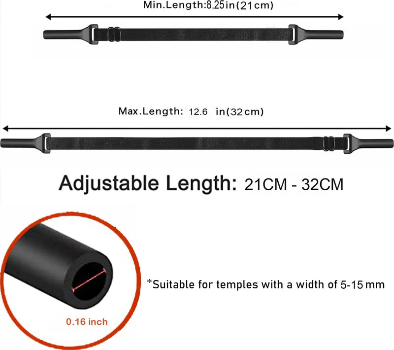 Adjustable Glasses Strap - Upgrade 4 Pack No Tail Eyeglass Straps, Universal Fit Rope Eyewear Retainer, Sport Unisex Sunglass Retainer Holder Strap (Black,13 inch) Black 2