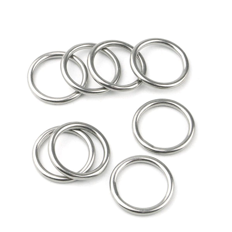 30 PCS Weldeding Stainless Steel O-Ring Welded Round Rings for Camping Belt, Dog Leashes, Luggage Accessories (3mm×25mm ID) 3mm×25mm ID
