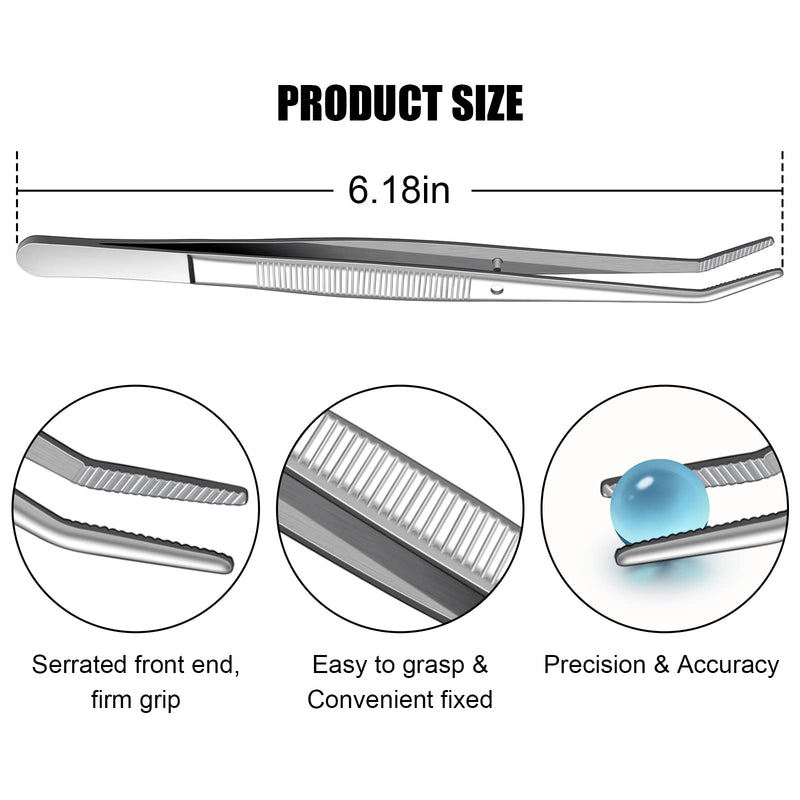 Stainless Steel Tweezers, with Curved Serrated Tip Multipurpose Tweezers Sewing Machine Tweezers Forceps for Craft Repairing (10PCS) 10 Pcs set