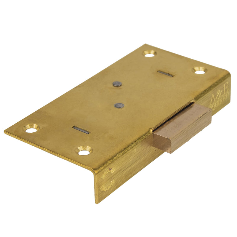Right Hand Cabinet Door or Drawer Brass Half Mortise Lock w/Two Skeleton Keys | HL6-SBR Right Hand