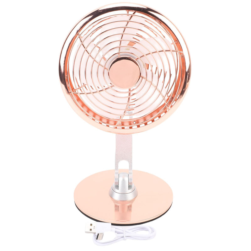 Small Quiet USB Desk Fan 3 Speed Retro Metal Fan for Home Office Nightstand Bedroom Iron 1pc (Rose Gold) Rose Gold