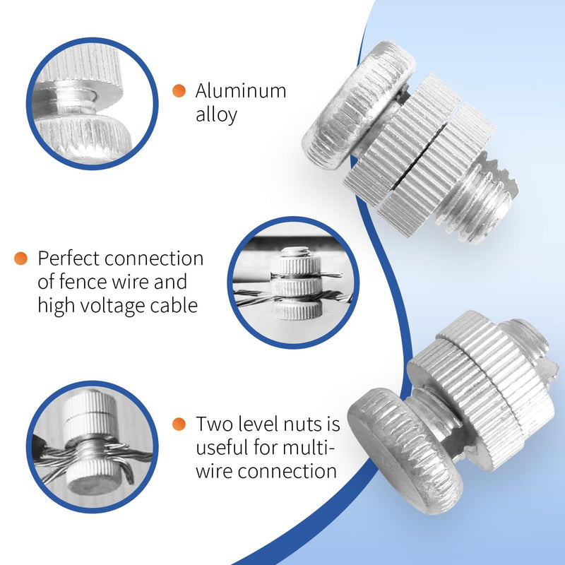 32Pcs Electrical Fence Connector Aluminium Alloy Wire Join Clamp Split Bolt Joint Clamp Wire Connector for Electric Fence Wire