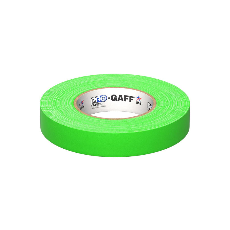 1" Width ProTapes Pro Gaff Premium Matte Cloth Gaffer's Tape With Rubber Adhesive, 50 yds Length x, Fluorescent Green (Pack of 1)