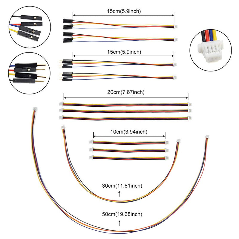 I2C Qwiic Cable Kit Stemma QT Wire for SparkFun Development Boards Sensor Board Breakout Breadboard 4 Pin Sh1.0 Connector