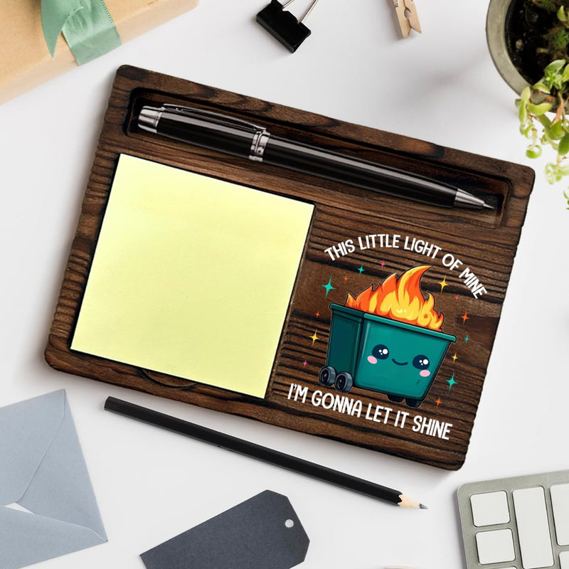 Funny Office Dumpster Fire Sticky Note Holder Dumpster Fire Gifts This Little Light of Mine I'm Gonna Let It Shine Post It Note Dispenser for Office Cubicle Desk Decor