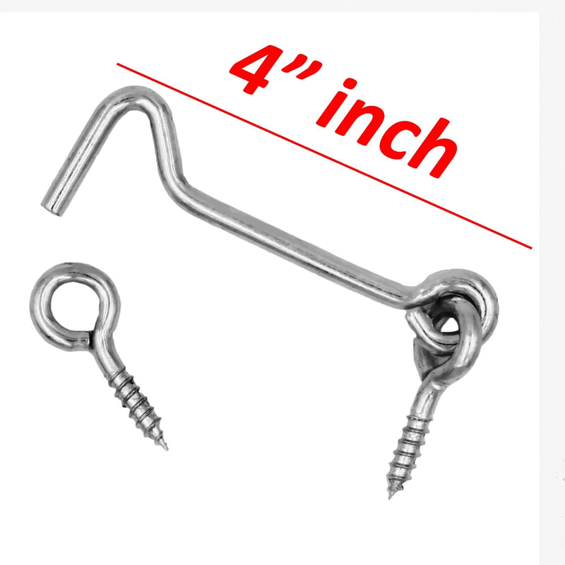 4" inch Heavy Duty Zinc Plated Wire Gate Hook and Eye Latch (Pack of 2) 4" inch
