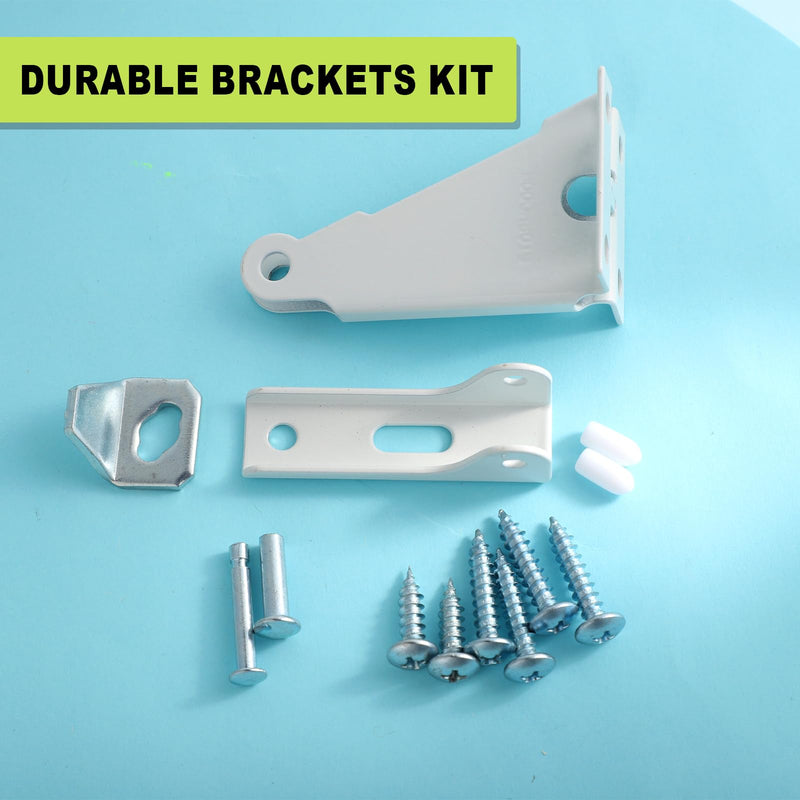 Screen Door Closer Kit, Quality Steel Storm Door Replacement Parts Compatible with Wright Products Screen Door Closer Parts with Brackets, Pins and Mounting Screws (White)