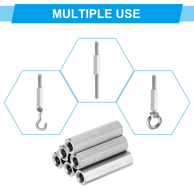PATIKIL 1/4"-20 UNC Hex Coupling Nuts, 10Pcs 0.79" Long Fully Threaded Rod Coupling Nut Studding Connector Fasteners Galvanized Carbon Steel 1/4"-20 x 0.79" 10